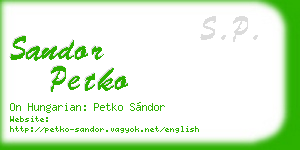 sandor petko business card